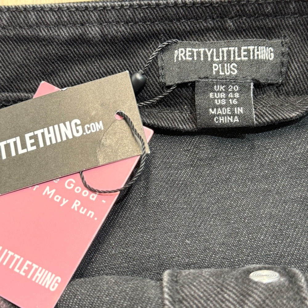 PrettyLittleThing Plus Black Denim Corset Button Up Bodycon Dress US/16 UK/20 - Picture 7 of 11